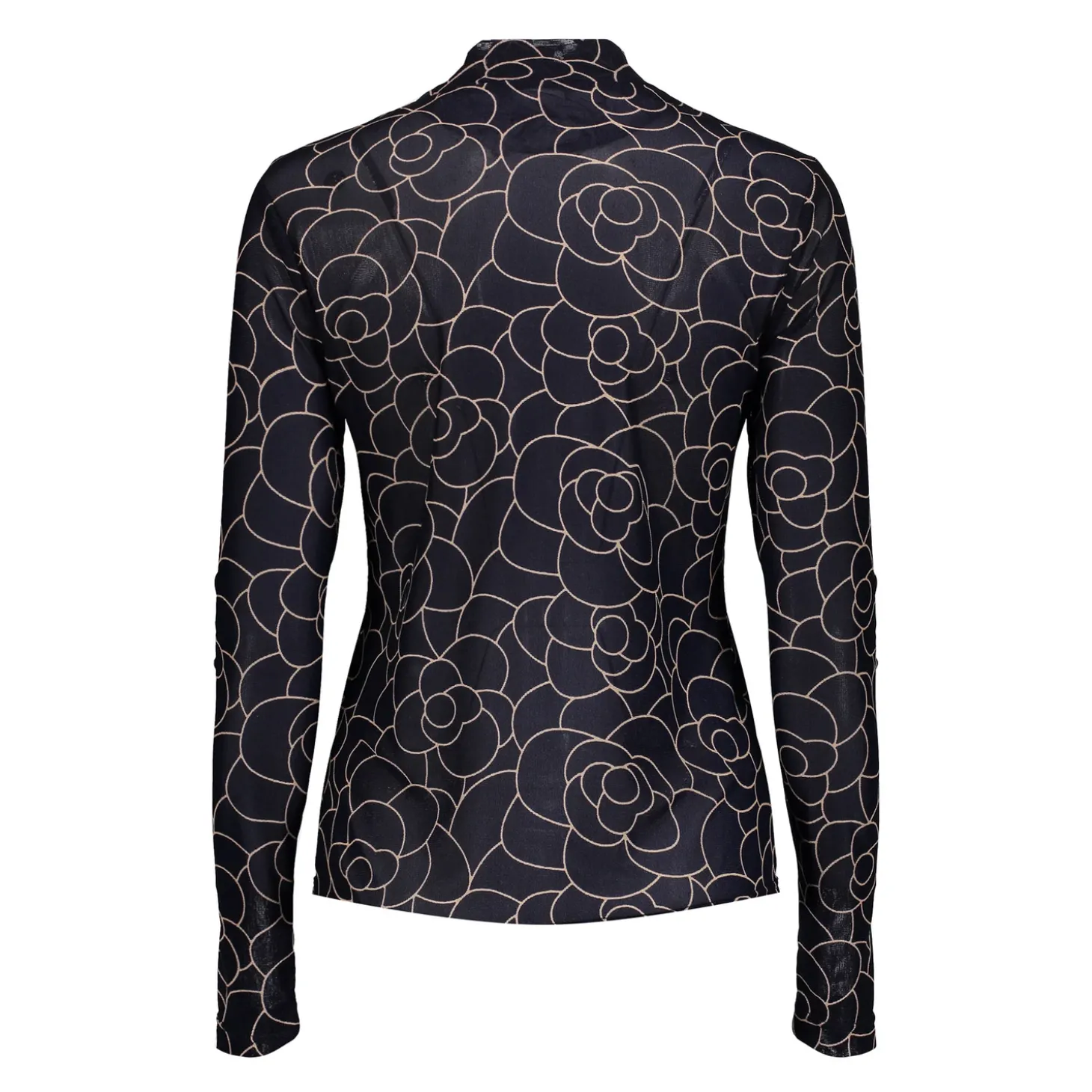 Tops & T-shirts*Geisha Fashion Geisha Dames Mesh Top Met Bloemenprint 42531-14 navy