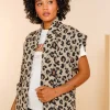 Jasjes & Blazers*Geisha Fashion Geisha Dames Oversized Gilet Met Panterprint 45618-20 sand