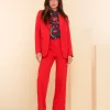Broeken*Geisha Fashion Geisha Dames Regular Fit Pantalon 41635-32 rood