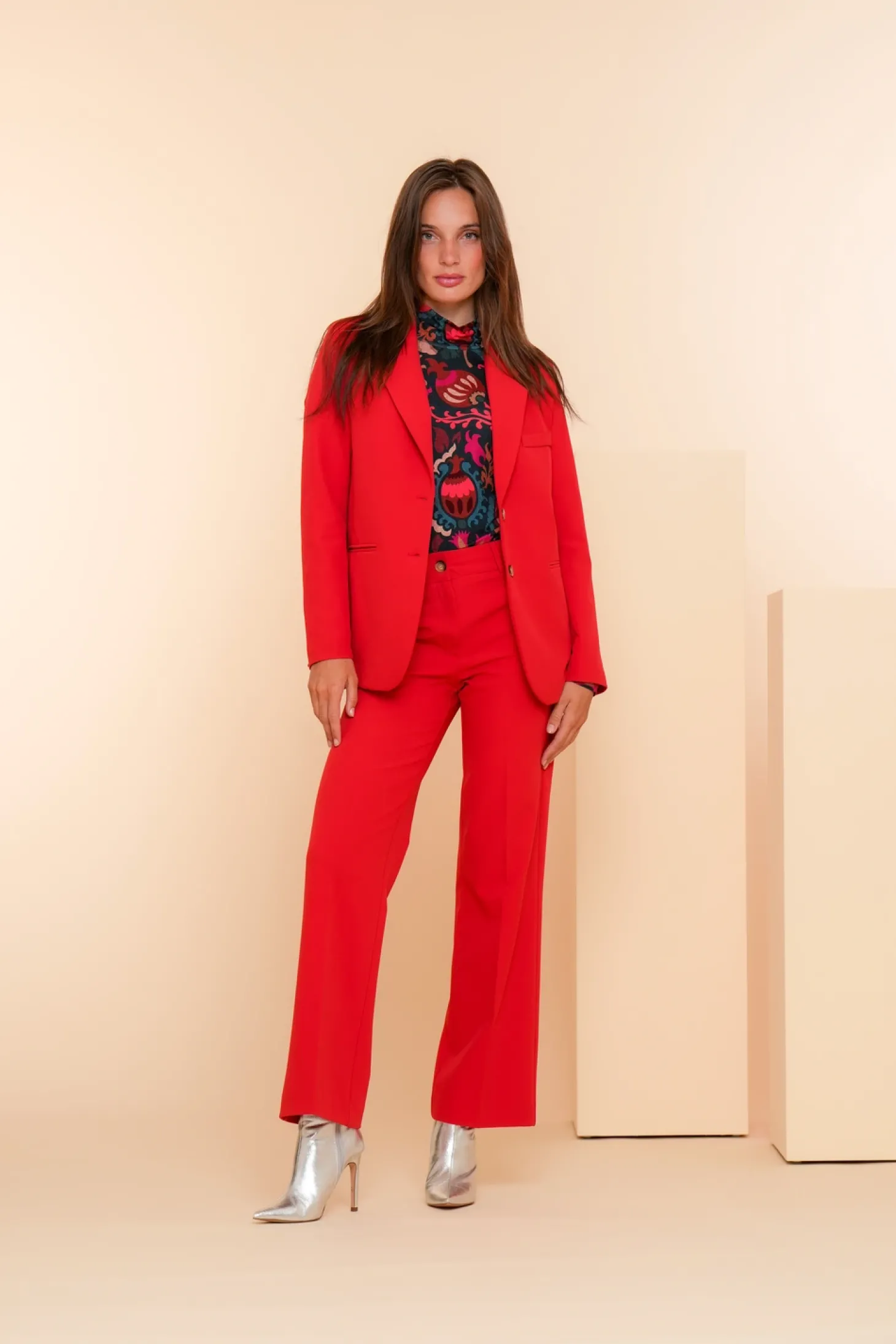 Jasjes & Blazers*Geisha Fashion Geisha Dames Regular Fit Blazer 45600-32 rood