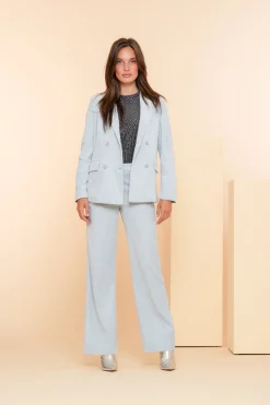 Broeken | Denim*Geisha Fashion Geisha Dames Ribfluwelen Pantalon 41530-10 blue