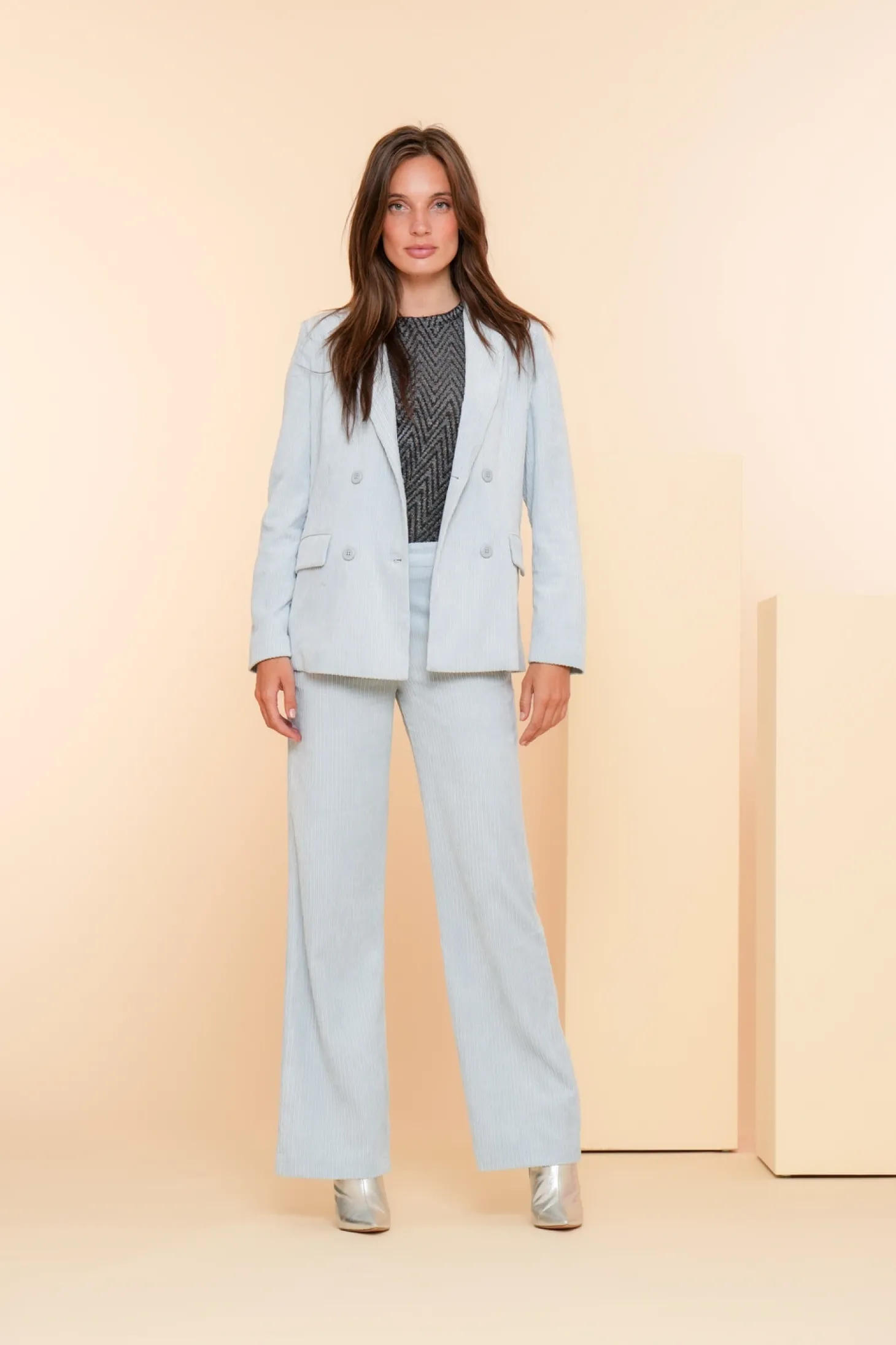 Broeken | Denim*Geisha Fashion Geisha Dames Ribfluwelen Pantalon 41530-10 blue