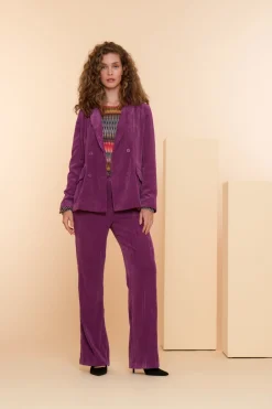 Broeken | Denim*Geisha Fashion Geisha Dames Ribfluwelen Pantalon 41530-10 paars