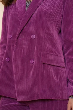 Jasjes & Blazers*Geisha Fashion Geisha Dames Ribfluwelen Blazer 45518-10 paars