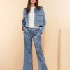 Broeken*Geisha Fashion Geisha Dames Satijne Palazzo Pantalon 41590-21 blue
