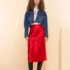 Rokken*Geisha Fashion Geisha Dames Satijnen Look Midi Rok 46513-10 rood