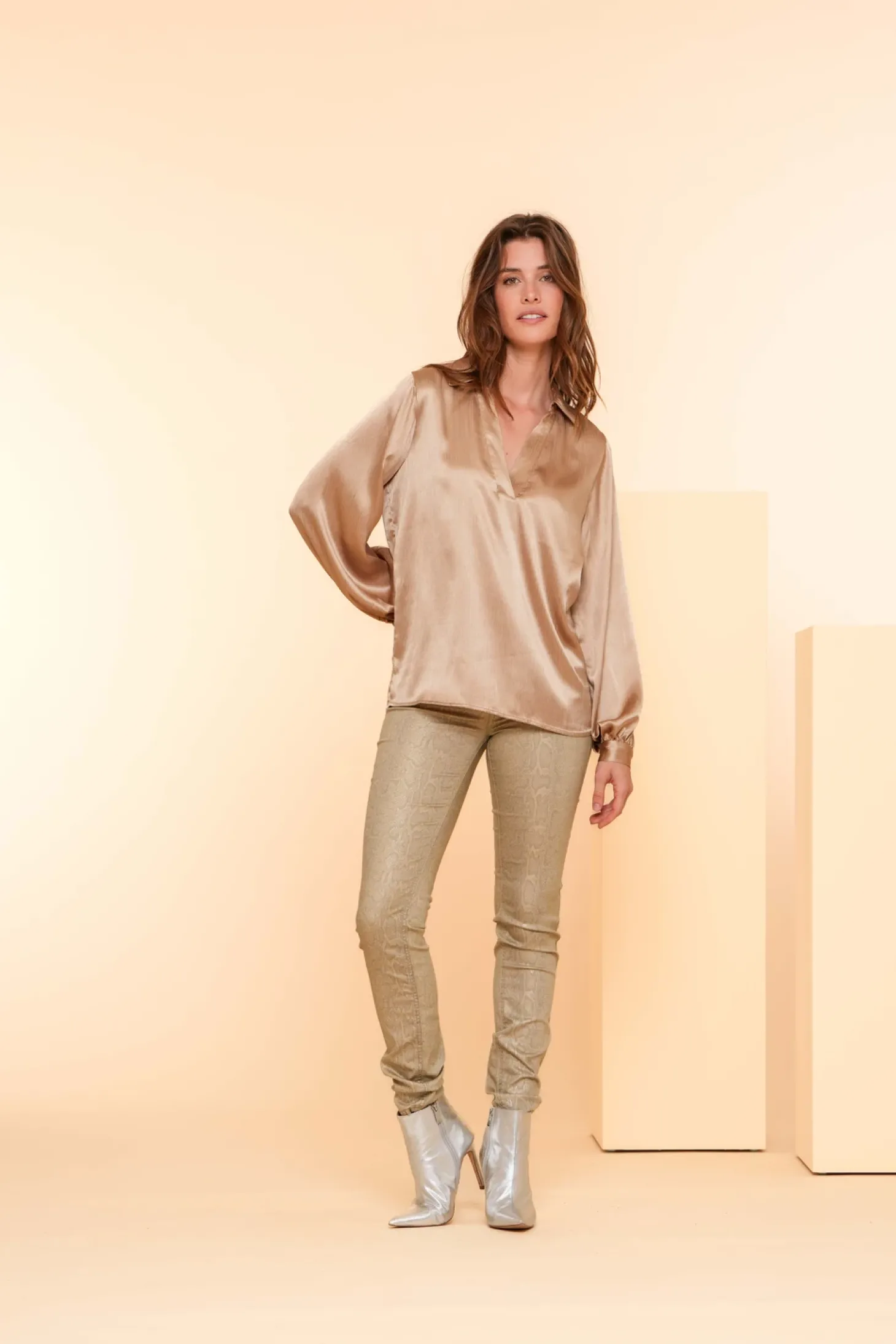Broeken | Denim*Geisha Fashion Geisha Dames Skinny Jeans Met Slangenprint 41538-10 gold