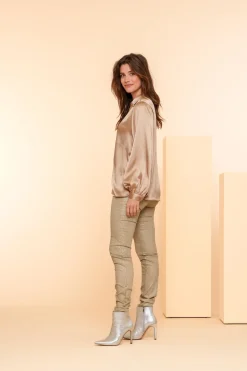 Broeken | Denim*Geisha Fashion Geisha Dames Skinny Jeans Met Slangenprint 41538-10 gold