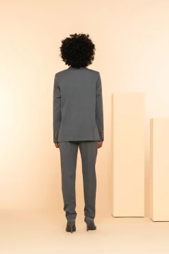 Broeken*Geisha Fashion Geisha Dames Slim Fit Tailord Melange Pantalon 41639-32 grey melange