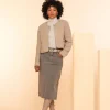 Rokken*Geisha Fashion Geisha Dames Spijkerrok Met Split 46505-10 mud