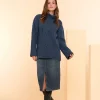 Rokken*Geisha Fashion Geisha Dames Spijkerrok Met Split En Ceintuur 46510-10 mid blue denim