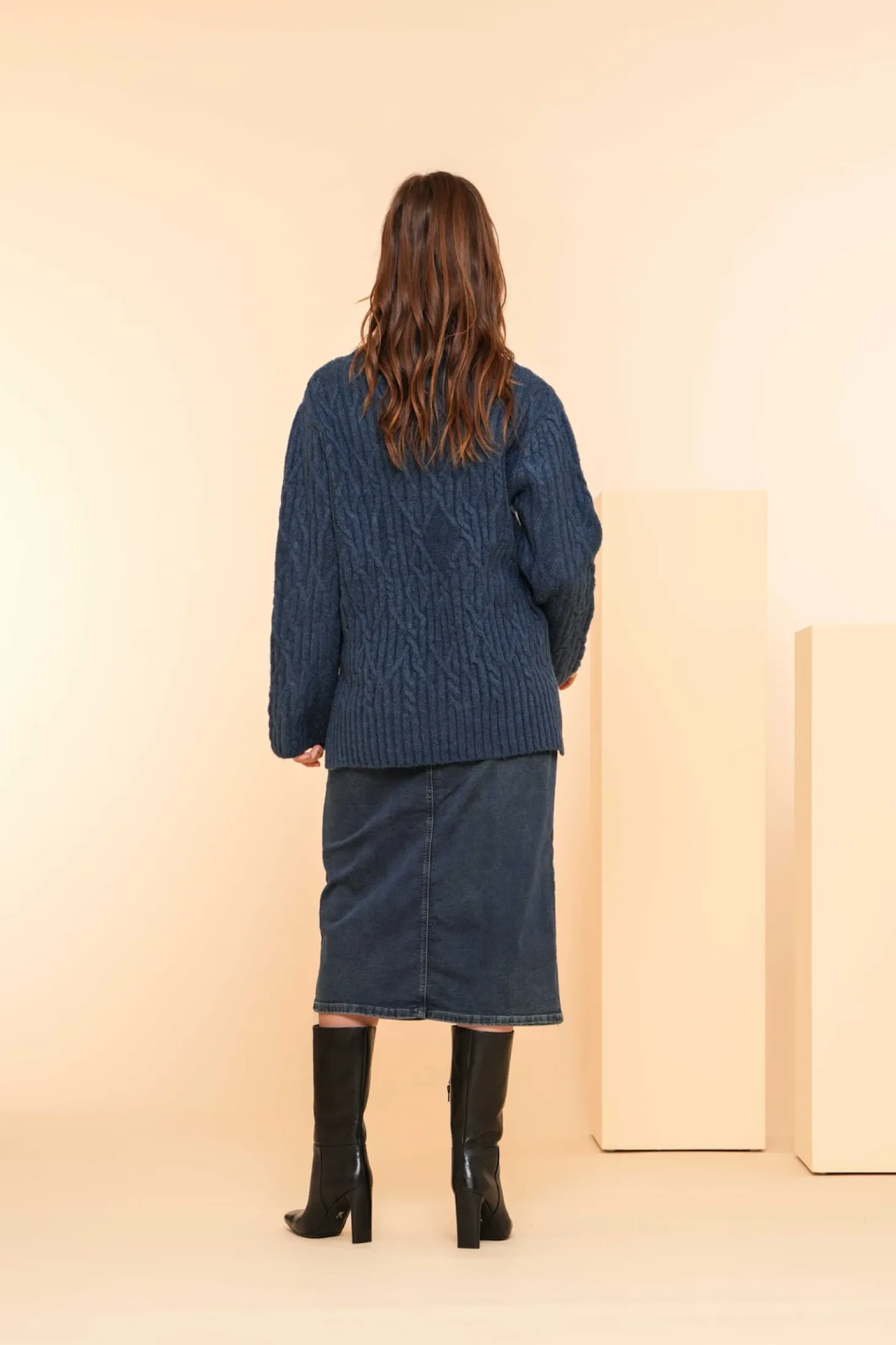 Rokken*Geisha Fashion Geisha Dames Spijkerrok Met Split En Ceintuur 46510-10 mid blue denim