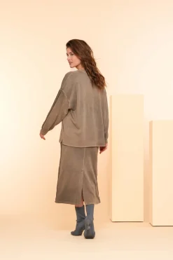 Rokken*Geisha Fashion Geisha Dames Sweat Midi Skirt 46506-10 sand