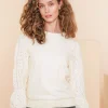 Truien & Vesten*Geisha Fashion Geisha Dames Sweater Met Broderie 42608-41 off-white