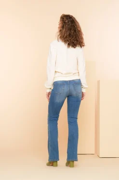 Truien & Vesten*Geisha Fashion Geisha Dames Sweatshirt Met Plooien 42600-41 off-white