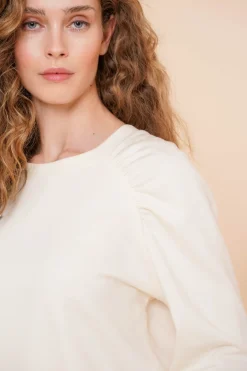 Truien & Vesten*Geisha Fashion Geisha Dames Sweatshirt Met Plooien 42600-41 off-white