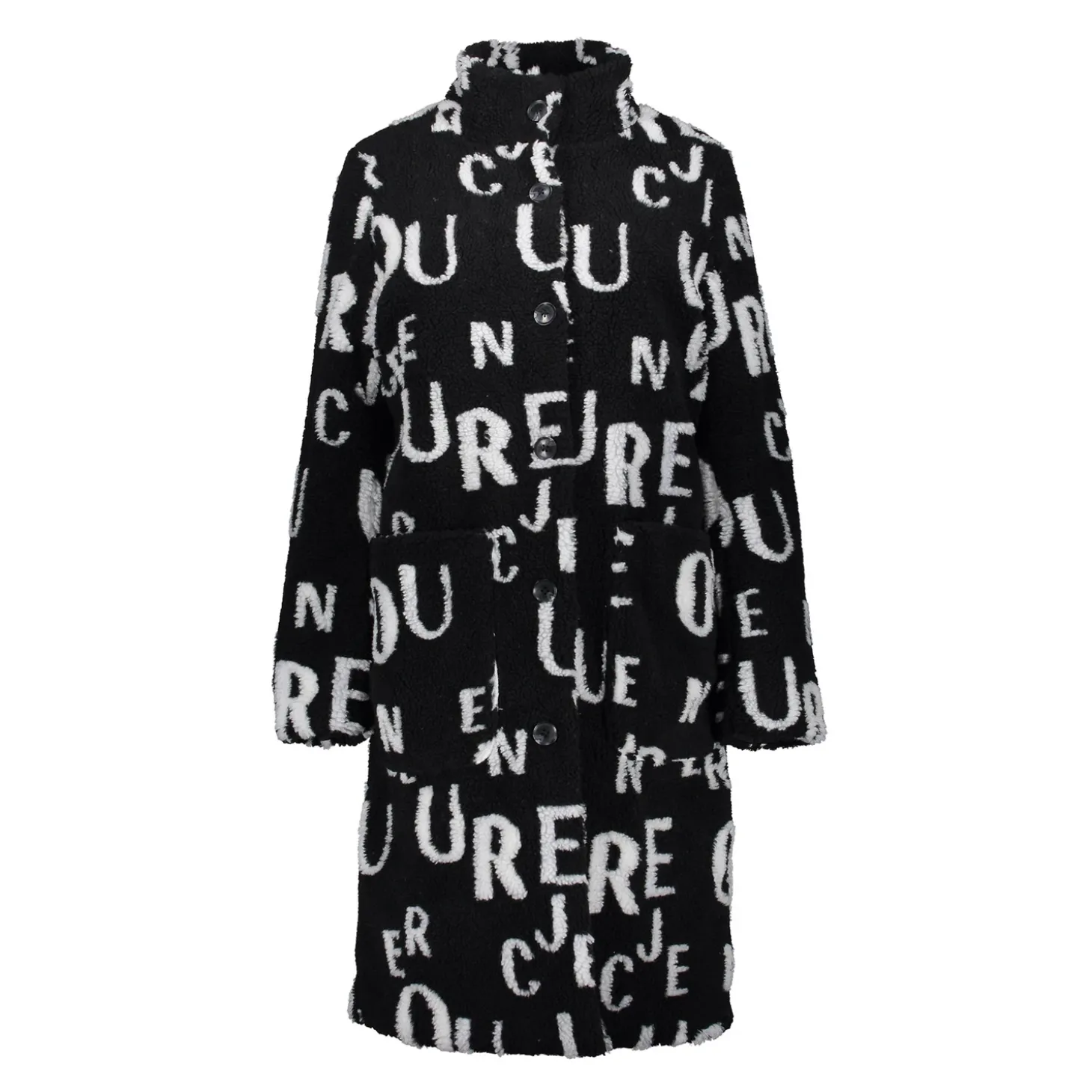 Jasjes & Blazers*Geisha Fashion Geisha Dames Teddy Jas Met Letterprint 48590-16 zwart
