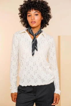 Tops & T-shirts*Geisha Fashion Geisha Dames Top Met Ajourdetails 44610-26 off-white