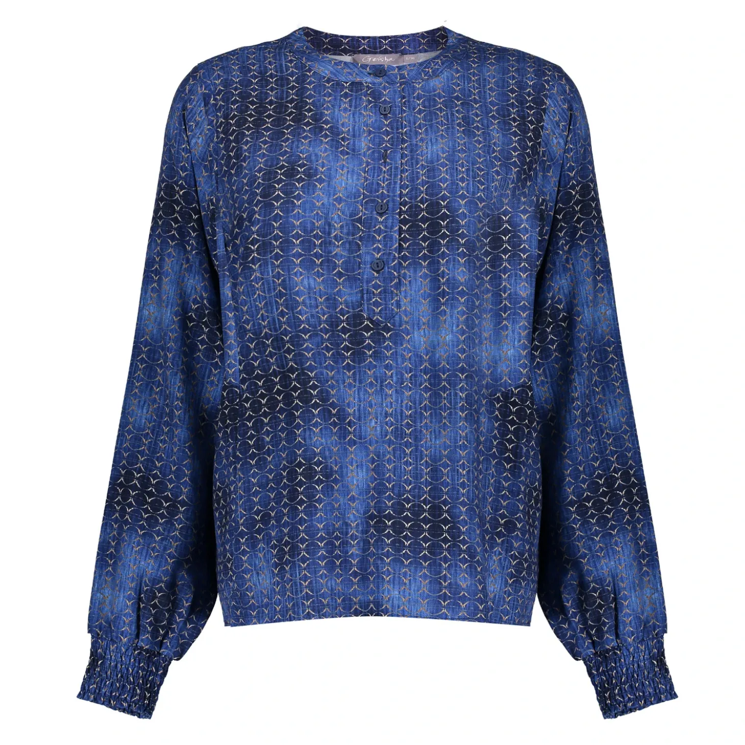 Tops & T-shirts*Geisha Fashion Geisha Dames Top Met Allover Print 43681-20 blue