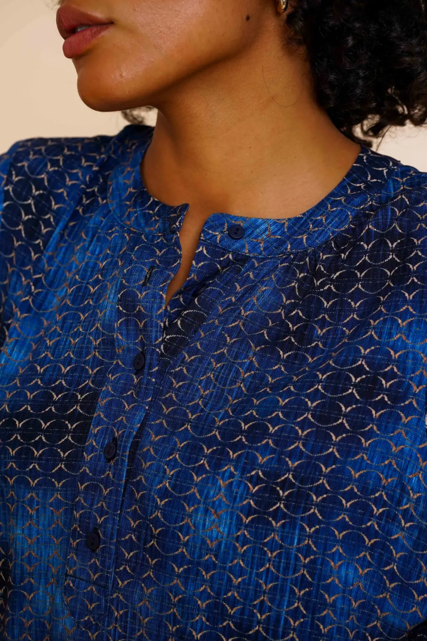 Tops & T-shirts*Geisha Fashion Geisha Dames Top Met Allover Print 43681-20 blue