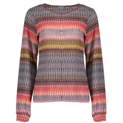 Tops & T-shirts*Geisha Fashion Geisha Dames Top Met Grafische Lurex Streepprint 42660-20 fuchsia