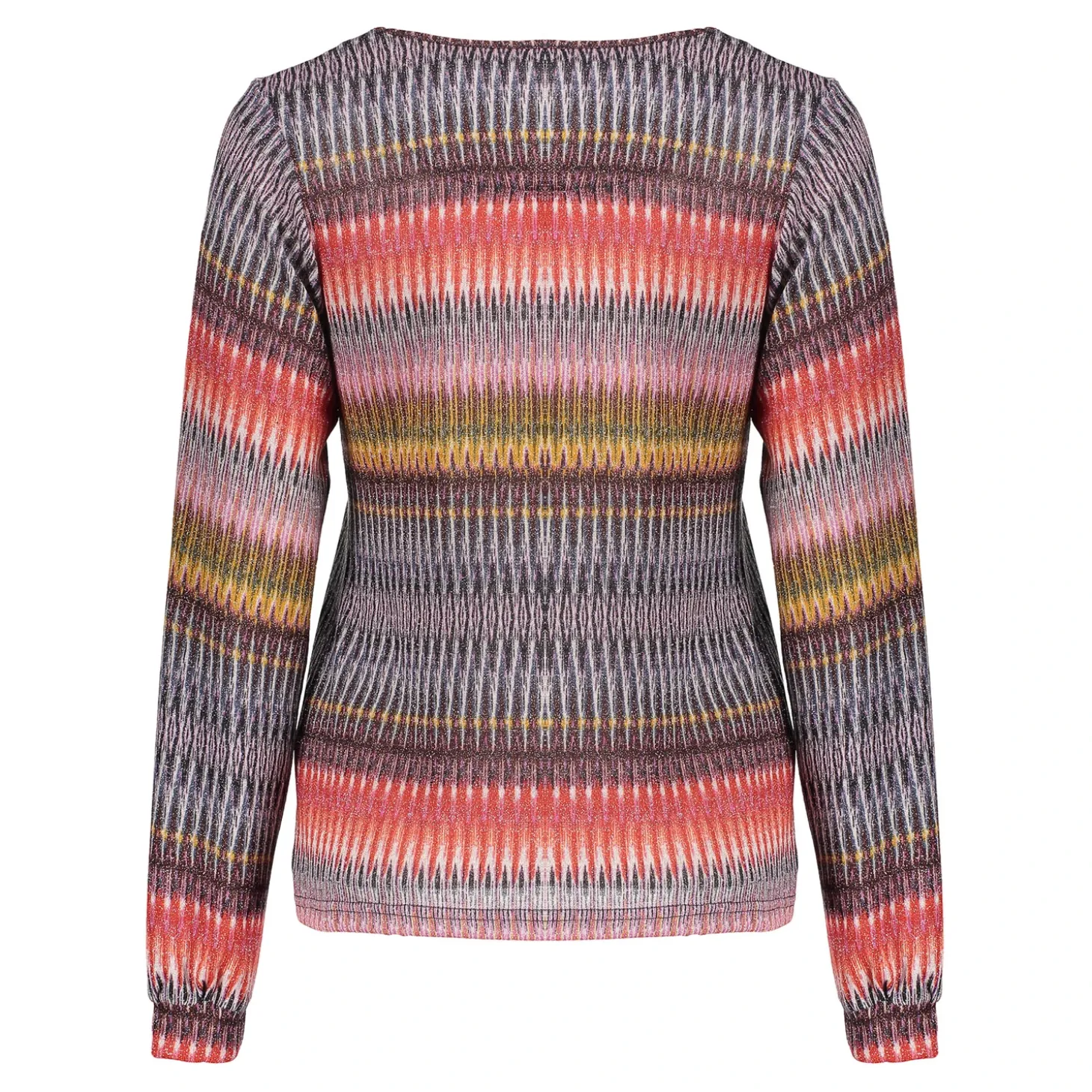 Tops & T-shirts*Geisha Fashion Geisha Dames Top Met Grafische Lurex Streepprint 42660-20 fuchsia