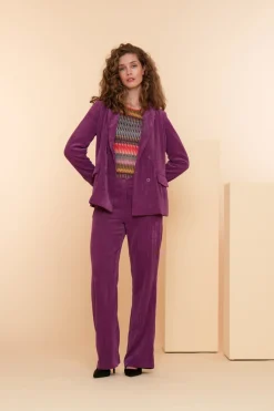 Tops & T-shirts*Geisha Fashion Geisha Dames Top Met Grafische Lurex Streepprint 42660-20 fuchsia
