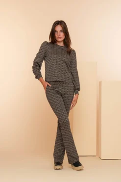 Tops & T-shirts*Geisha Fashion Geisha Dames Top Met Minimal Print 42525-70 zwart