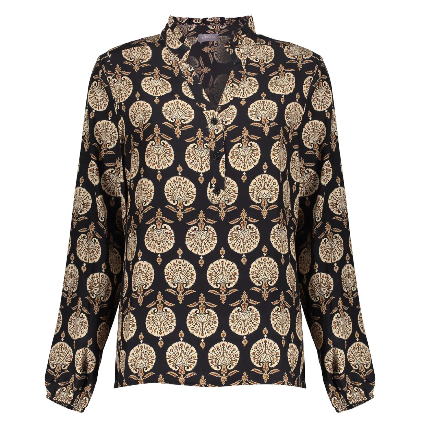 Tops & T-shirts*Geisha Fashion Geisha Dames Top Met Print 43561-70 zwart