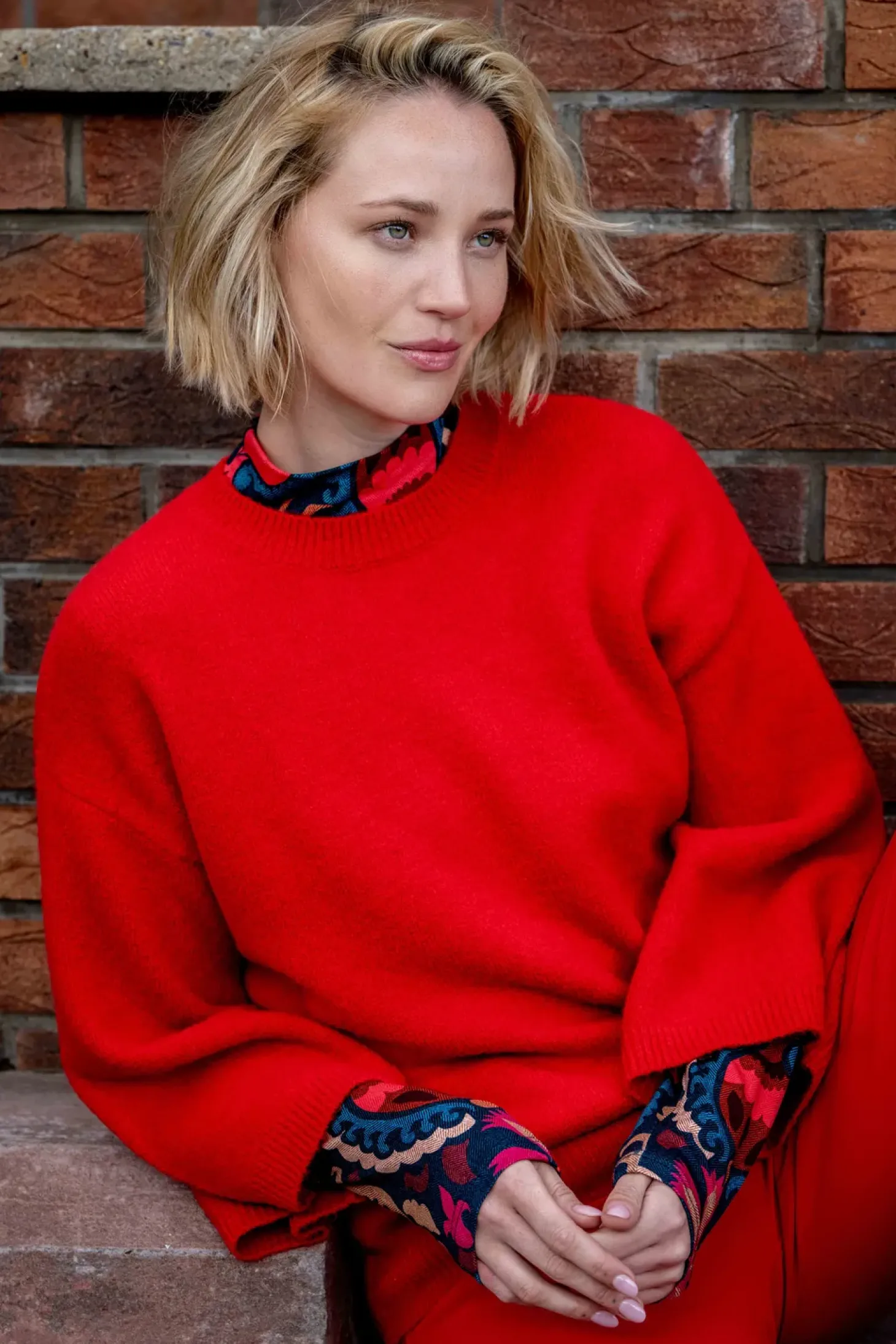 Truien & Vesten*Geisha Fashion Geisha Dames Trui Met Ronde Halslijn 44561-14 rood
