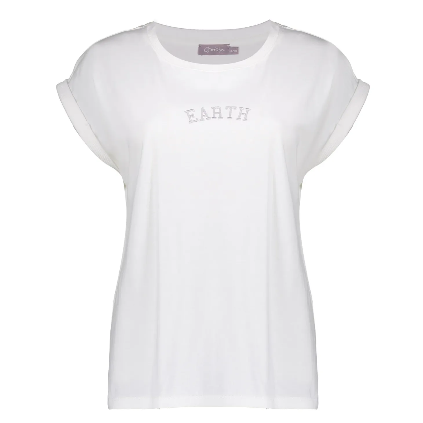 Tops & T-shirts*Geisha Fashion Geisha Dames T-shirt Earth 42610-41 wit