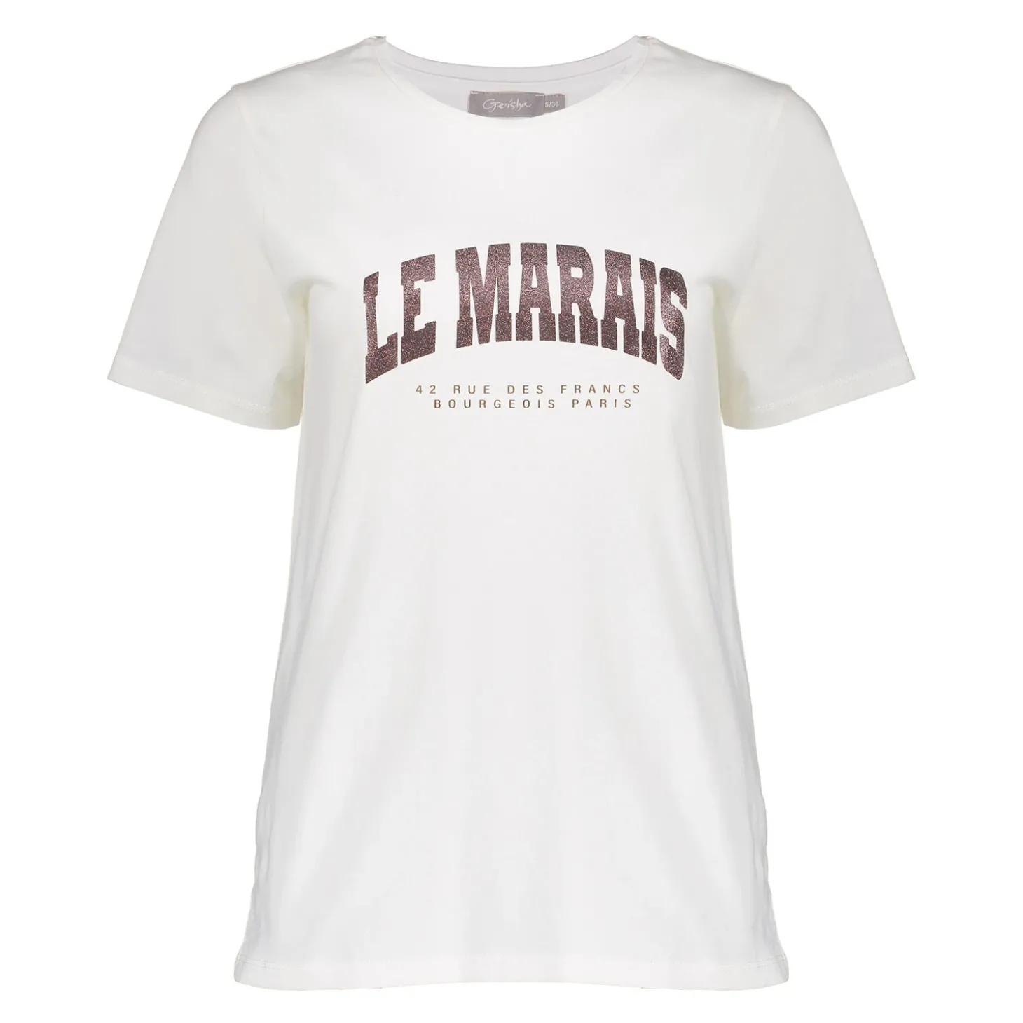 Tops & T-shirts*Geisha Fashion Geisha Dames T-shirt 'Le Marais' 42632-24 off-white