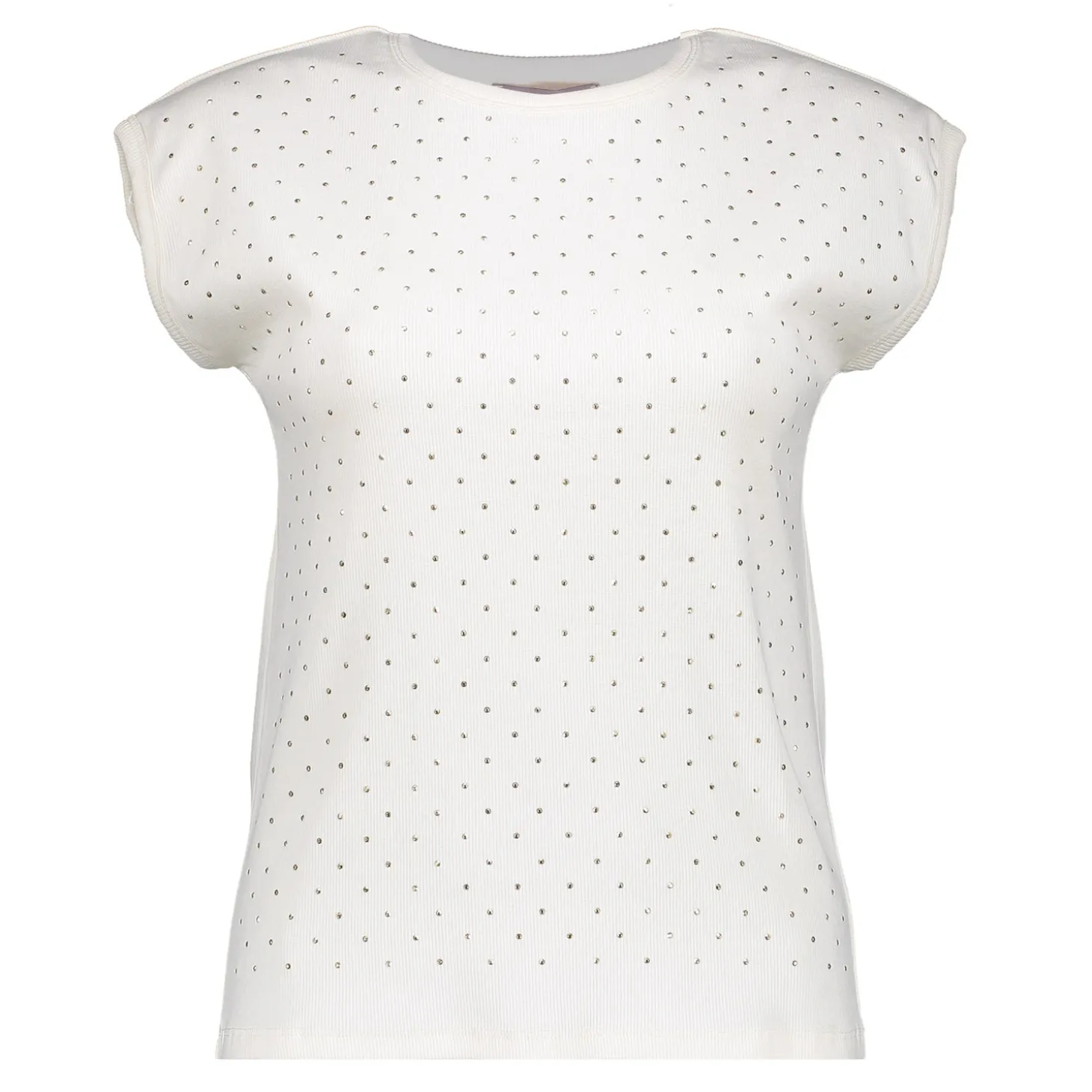Tops & T-shirts*Geisha Fashion Geisha Dames T-shirt Met Studs 42607-41 off-white