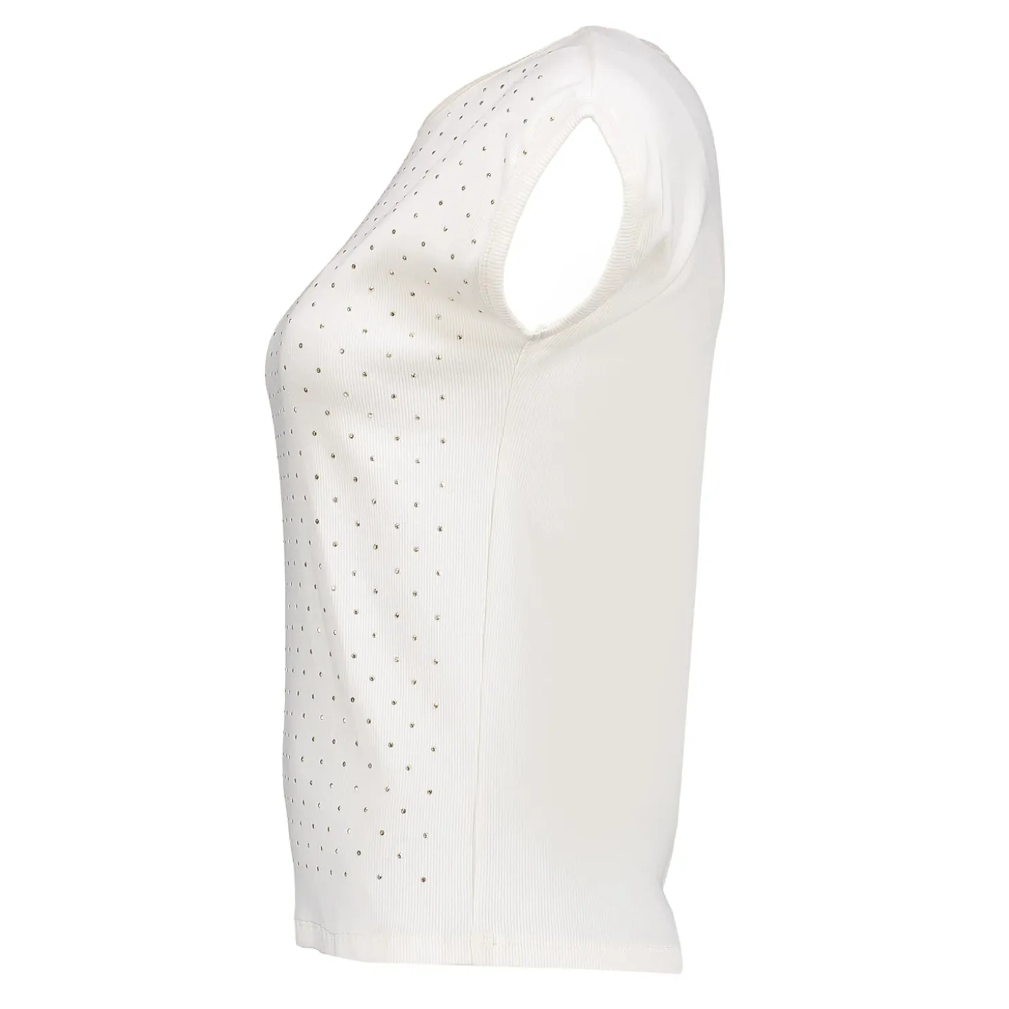 Tops & T-shirts*Geisha Fashion Geisha Dames T-shirt Met Studs 42607-41 off-white