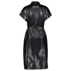 Jurken & Jumpsuits*Geisha Fashion Geisha Dames Vegan Leather Look Shirtdress 47503-10 zwart
