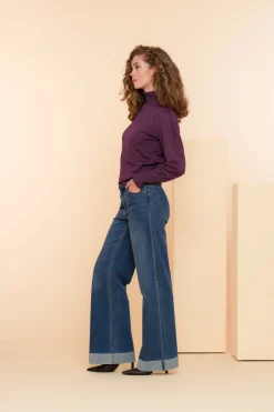 Broeken | Denim*Geisha Fashion Geisha Dames Vintage Flare Jeans 41517-10 blue denim stonewash