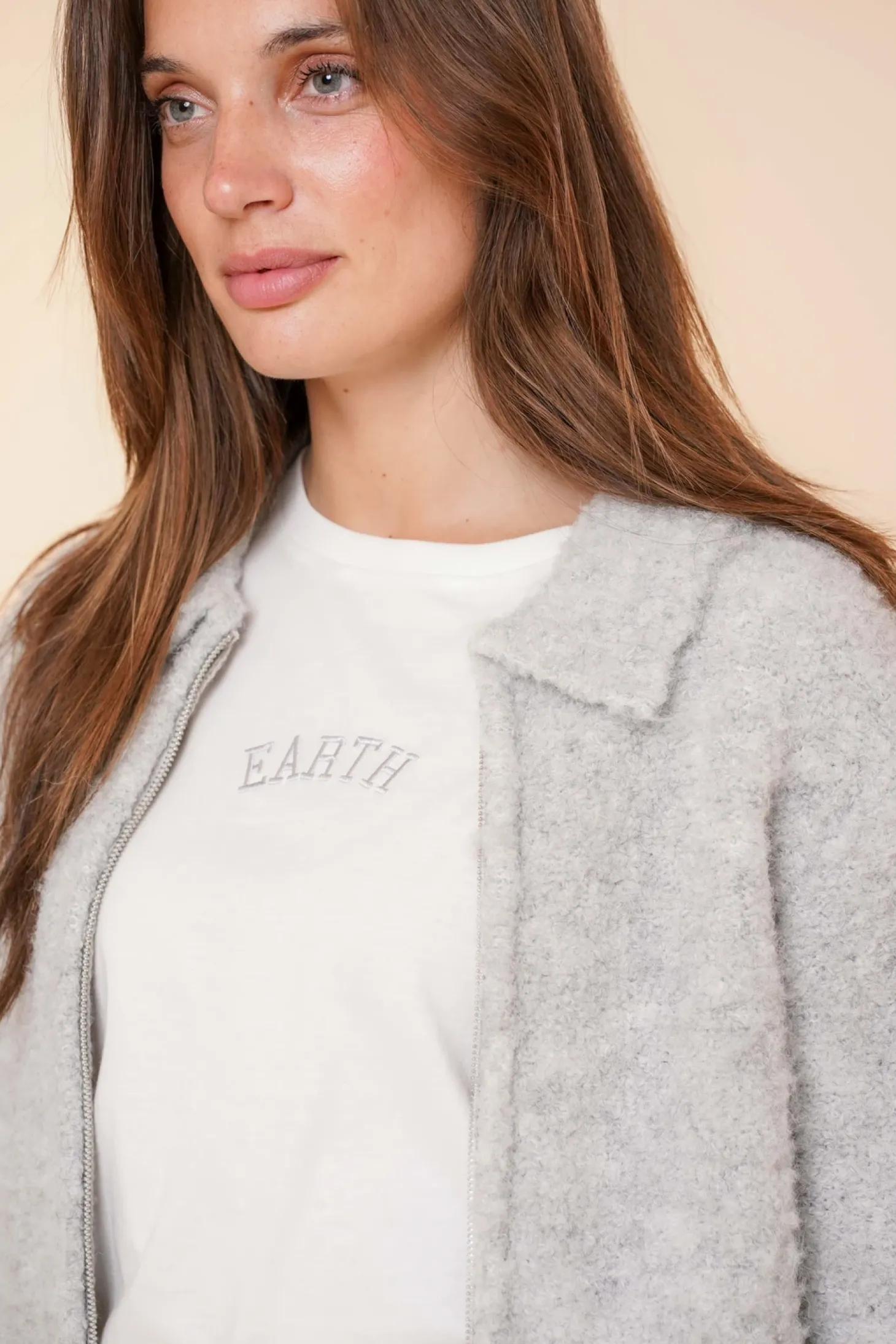 Jasjes & Blazers | Truien & Vesten*Geisha Fashion Geisha Dames Wollen Binnenjasje 44538-29 light grey