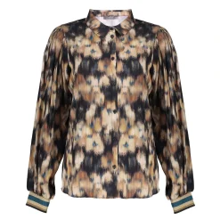 Blouses*Geisha Fashion Geisha Dames Zijdezachte Blouse Met Print 43672-20 sand