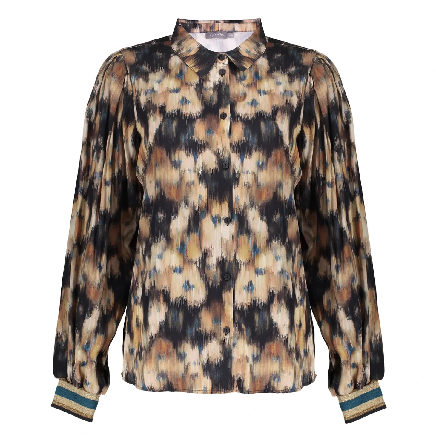 Blouses*Geisha Fashion Geisha Dames Zijdezachte Blouse Met Print 43672-20 sand