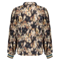 Blouses*Geisha Fashion Geisha Dames Zijdezachte Blouse Met Print 43672-20 sand