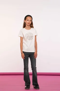 Tops & T-shirts*Geisha Fashion Geisha Girls Basic T-shirt Met Tekst 42636K-24 off-white