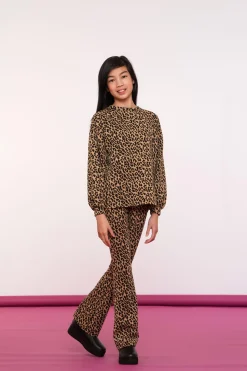 Broeken*Geisha Fashion Geisha Girls Broek Met Panterprint En Lurex 41675K-20 camel