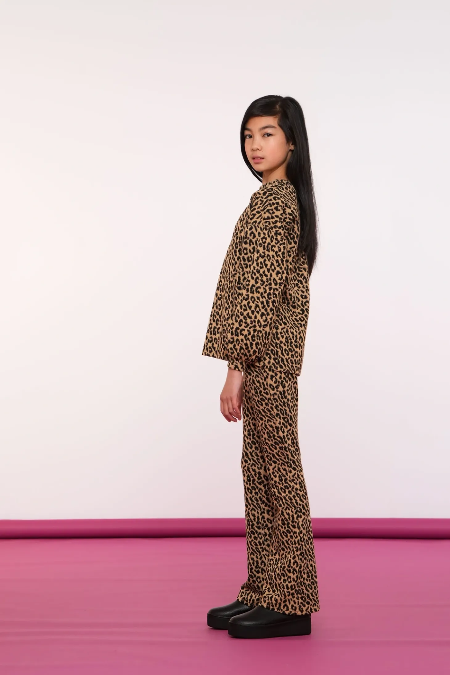 Broeken*Geisha Fashion Geisha Girls Broek Met Panterprint En Lurex 41675K-20 camel