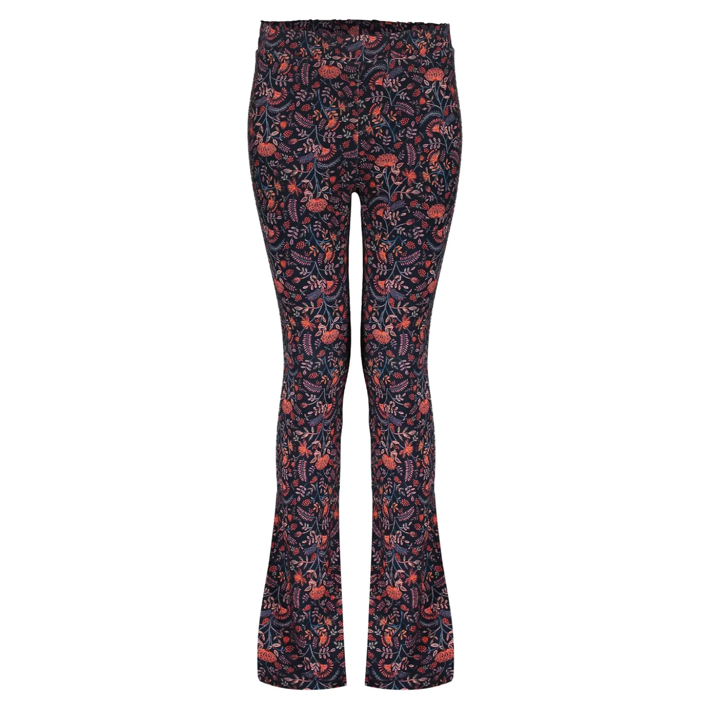 Broeken*Geisha Fashion Geisha Girls Flare Broek Met Bloemenprint 41579K-60 navy