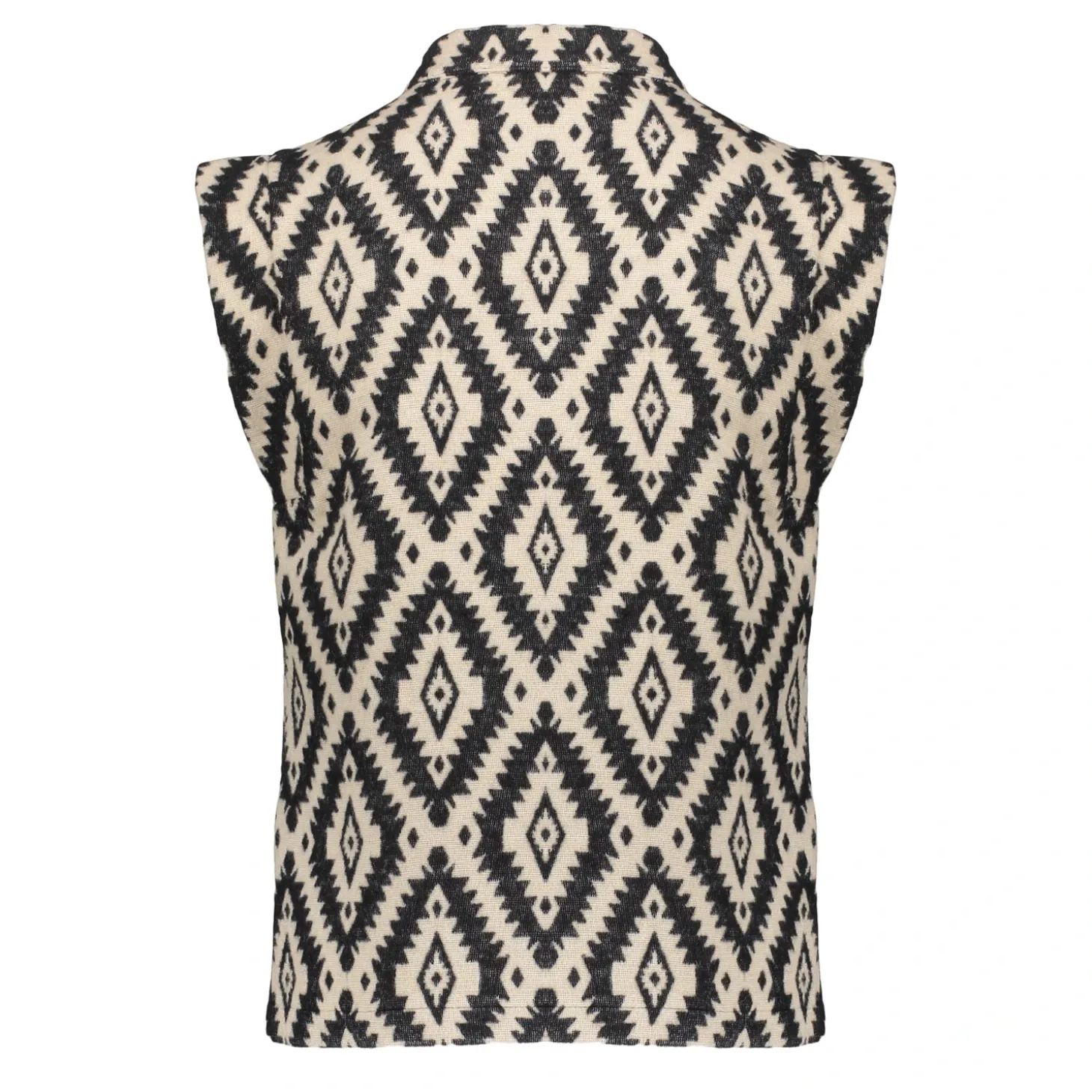 Truien & Vesten*Geisha Fashion Geisha Girls Gilet Met Ikat Print 45585K-21 zwart