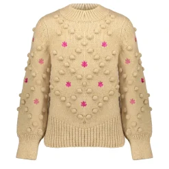 Truien & Vesten*Geisha Fashion Geisha Girls Kleurrijke Gebreide Trui Met Pompons 44550K-23 sand