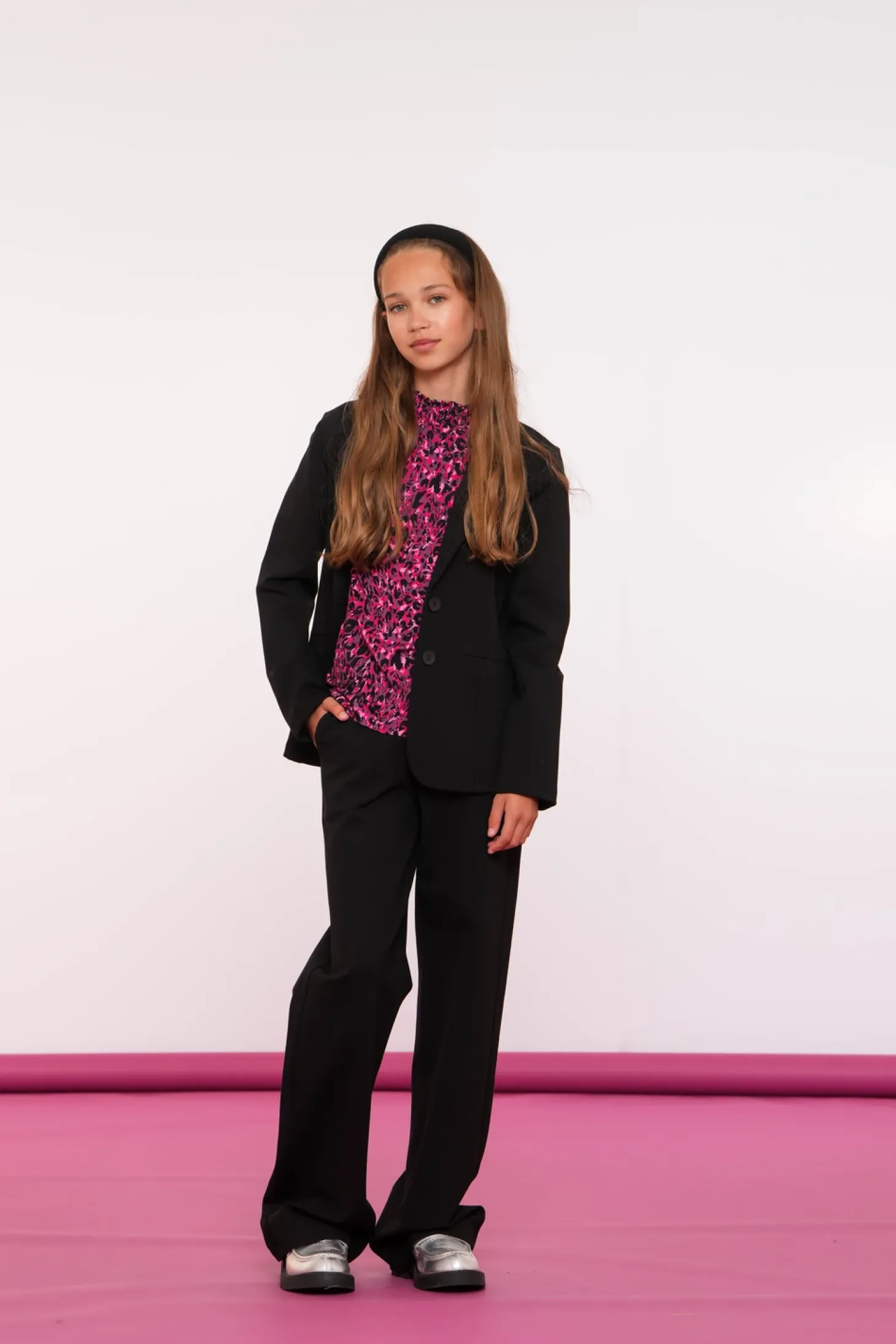 Jasjes & Blazers*Geisha Fashion Geisha Girls Regular Fit Blazer Met Stretch 45562K-60 zwart
