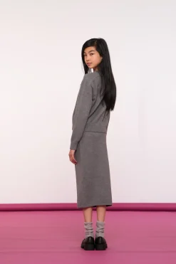 Rokken*Geisha Fashion Geisha Girls Ribgebreide Midi Rok 46524K-10 grey melange