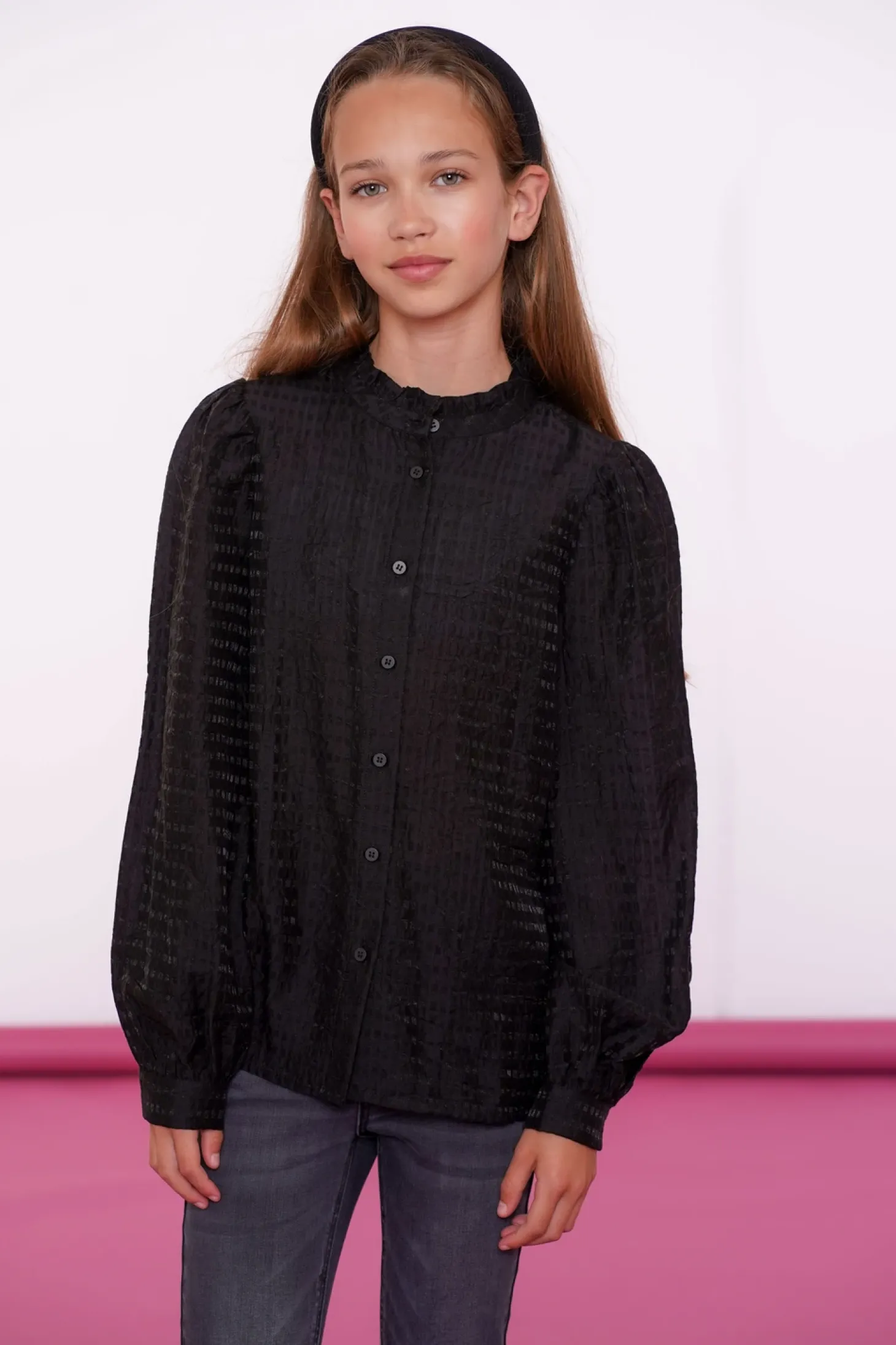 Tops & T-shirts | Blouses*Geisha Fashion Geisha Girls Ruffle Blousje 43633K-26 zwart