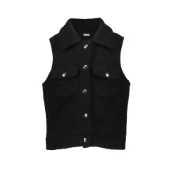 Truien & Vesten*Geisha Fashion Geisha Girls Stoer Fake Fur Giletje 45531K-70 zwart